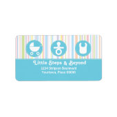 Baby Icon Trio Stripes Blue Address Etiket (Voorkant)