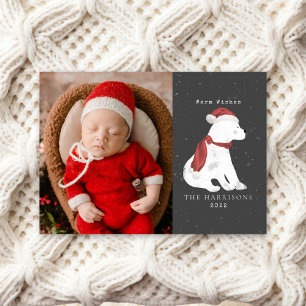 Baby IJsbeer Kerst Foto Vakantiekaart Feestdagenkaart