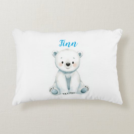 Baby IJsbeer Nursery Kussen | Aangepaste Naam (Voorkant)