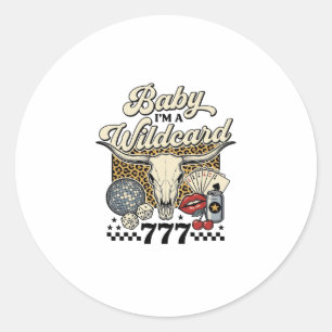 Baby Ik ben een Joker Vintage Western Casino T-shi Ronde Sticker