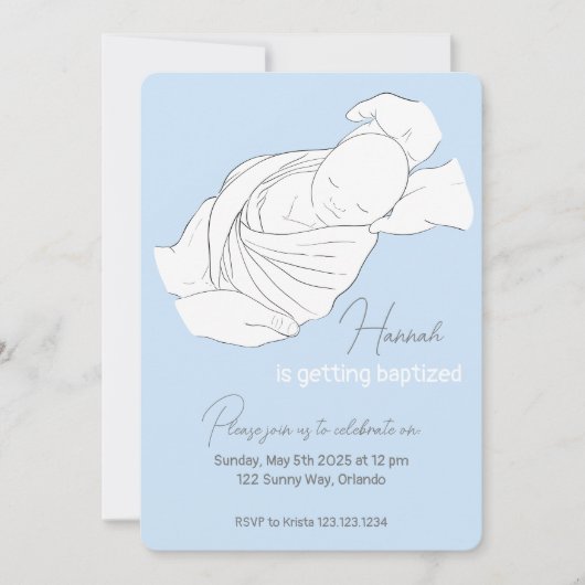 Baby Illustratie Doopuitnodiging Kaart (Voorkant)