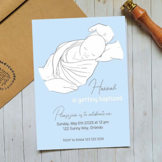 Baby Illustratie Doopuitnodiging Kaart