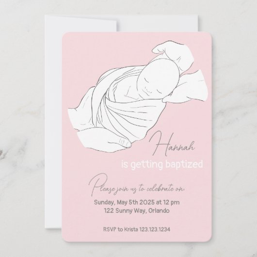 Baby Illustratie Doopuitnodiging Kaart (Voorkant)