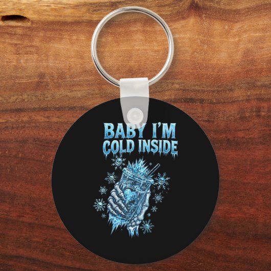 Baby I'm Cold Inside Iced Coffee Heart Skeleton Ch Sleutelhanger (Voorkant)