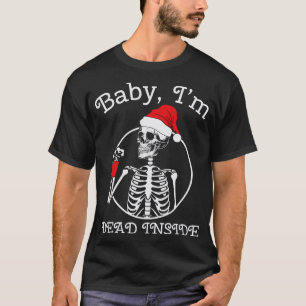 Baby Im dood binnen Grappig skelet met kerstmuts T-shirt