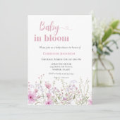 Baby in a bloom wildflower baby shower uitnodiging (Staand voorkant)