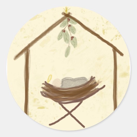 Baby in a manger sticker (Voorkant)