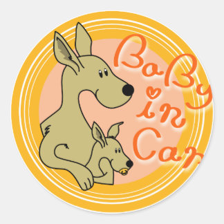 Baby in auto ronde sticker