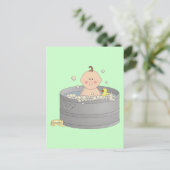 Baby in bad briefkaart (Staand voorkant)