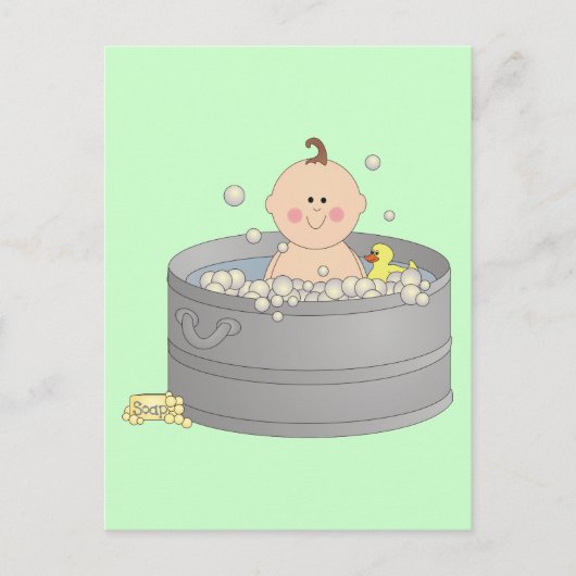 Baby in bad briefkaart (Voorkant)
