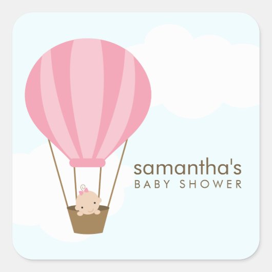 Baby in Balloon Baby shower Vierkante Sticker (Voorkant)