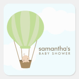 Baby in Balloon Baby shower Vierkante Sticker
