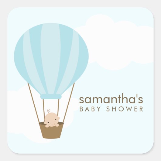 Baby in Balloon Baby shower Vierkante Sticker (Voorkant)