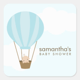 Baby in Balloon Baby shower Vierkante Sticker