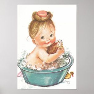 Baby in Bathtub Poster