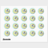 Baby in blauw ronde sticker (Vel)