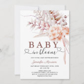 Baby in bloei Baby shower beige lente bloemen Kaart (Voorkant)