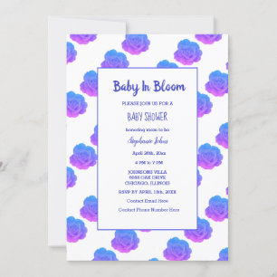 Baby in bloei Baby shower blauw Paarse roze Schatt Kaart