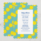 Baby in bloei Baby shower Blauwgroen gele rozen bl Kaart (Voorkant / Achterkant)