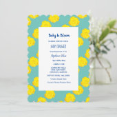 Baby in bloei Baby shower Blauwgroen gele rozen bl Kaart (Staand voorkant)