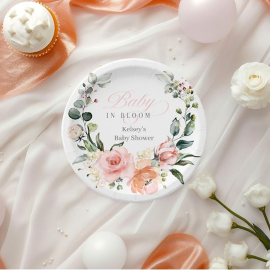 Baby in bloei Baby shower bloemenpapier Borden Papieren Bordje