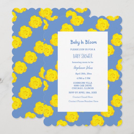 Baby in bloei Baby shower geel korenbloem blauw Kaart (Voorkant / Achterkant)