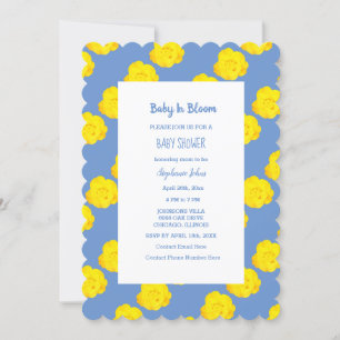 Baby in bloei Baby shower geel korenbloem blauw Kaart