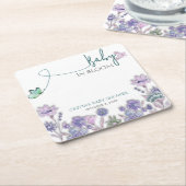 Baby in bloei Baby shower Paarse bloem Kartonnen Onderzetters (Schuin)