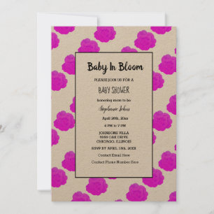 Baby in bloei Baby shower Paarse roze kraft Schatt Kaart