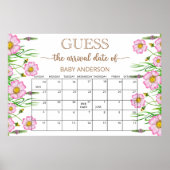 Baby in bloei baby shower raadt vervaldatum kalend poster (Voorkant)