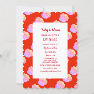 Baby in bloei Baby shower rood roze kleurrijke boh Kaart