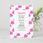 Baby in bloei Baby shower roze bloemige Rozen meis Kaart (Staand voorkant)