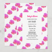 Baby in bloei Baby shower roze bloemige Rozen meis Kaart (Voorkant / Achterkant)