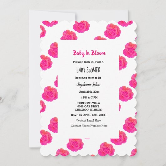 Baby in bloei Baby shower roze bloemige Rozen op m Kaart (Voorkant)
