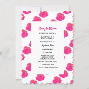 Baby in bloei Baby shower roze bloemige Rozen op m Kaart