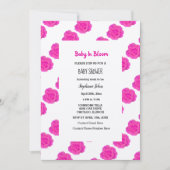 Baby in bloei Baby shower roze bloemige Rozen zilv Kaart (Voorkant)