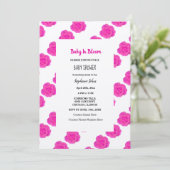 Baby in bloei Baby shower roze bloemige Rozen zilv Kaart (Staand voorkant)