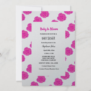 Baby in bloei Baby shower roze bloemige Rozen zilv Kaart