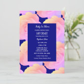 Baby in bloei Baby shower roze rose bloemblauw Kaart (Staand voorkant)
