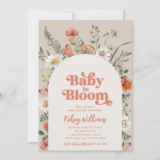 Baby in bloei Baby shower uitnodiging | Wilde Baby (Voorkant)