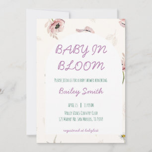 Baby in bloei babyshower uitnodiging