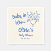Baby in bloei blauw hand getekend bloemig Baby sho Servet (Voorkant)