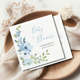 Baby in bloei blauwe bloemen Waterverf Servet