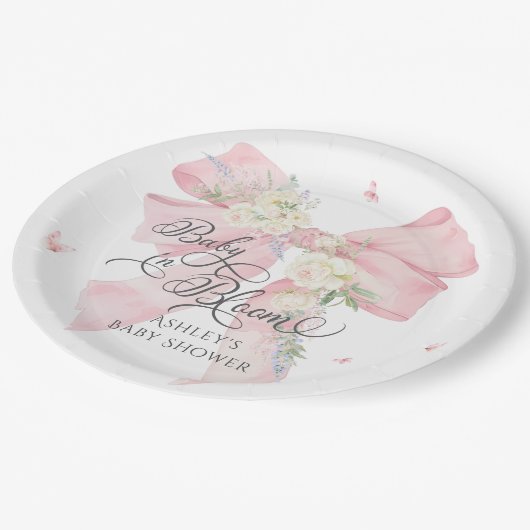 Baby in bloei bloemboog elegant Baby shower Papieren Bordje (Gekanteld)