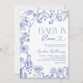 Baby in bloei  bloemenblauw Baby shower Kaart (Voorkant)
