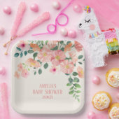 Baby in bloei bloemenboho chic Meisje baby shower Papieren Bordje (Feest)