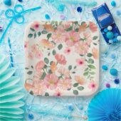 Baby in bloei bloemenboho chic Meisje baby shower Papieren Bordje (Feest)