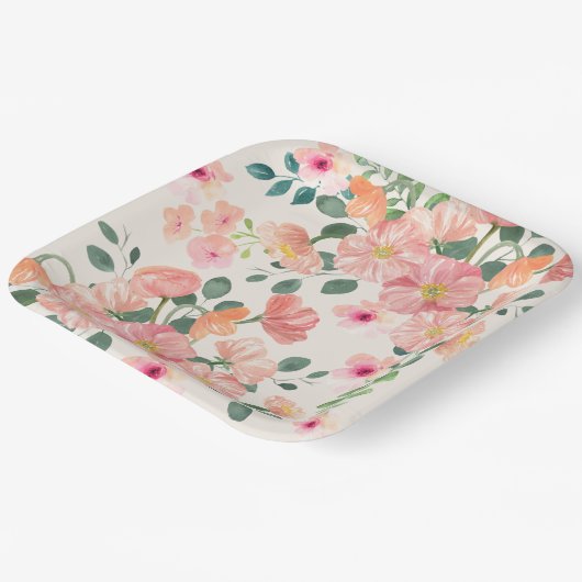 Baby in bloei bloemenboho chic Meisje baby shower Papieren Bordje (Gebogen)