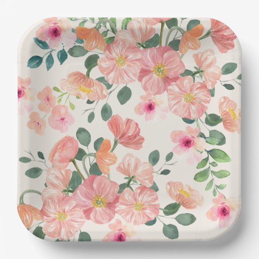 Baby in bloei bloemenboho chic Meisje baby shower Papieren Bordje (Voorkant)