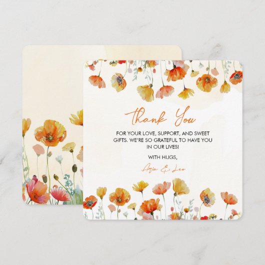 Baby in bloei bloemendouche bedankkaart (Voorkant / Achterkant)